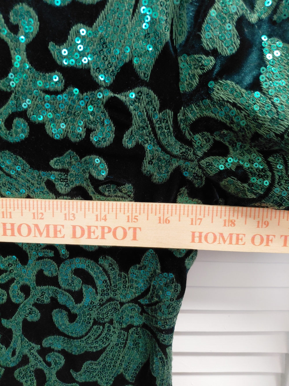 VENUS Emerald Green Velvet Floral Sequin Long Sleeve Mini Dress - Picture 6 of 11